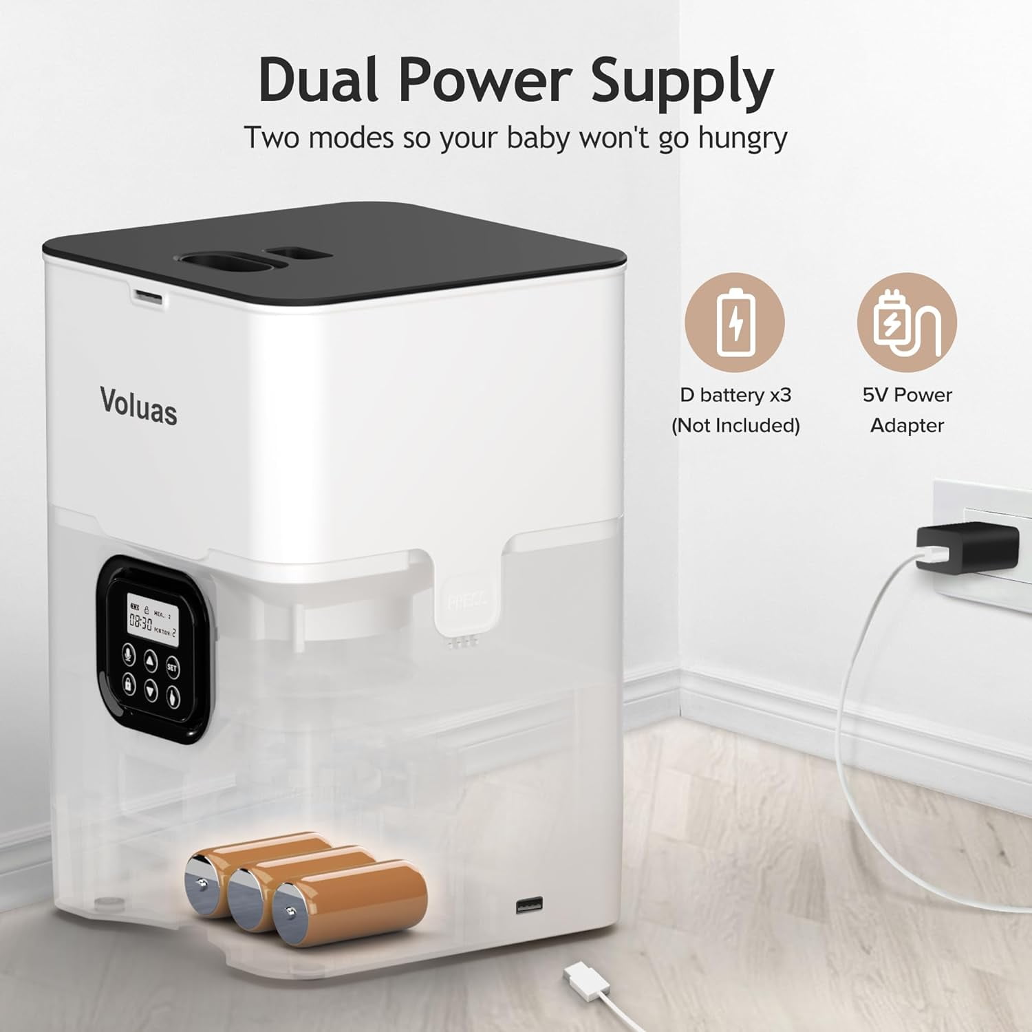 VOLUAS Automatic Cat Feeder with Voice Recorder and Timer for Cats and Dogs, 4L Large Capacity Dry Food Dispenser with Programmable Portion Control and LCD Display