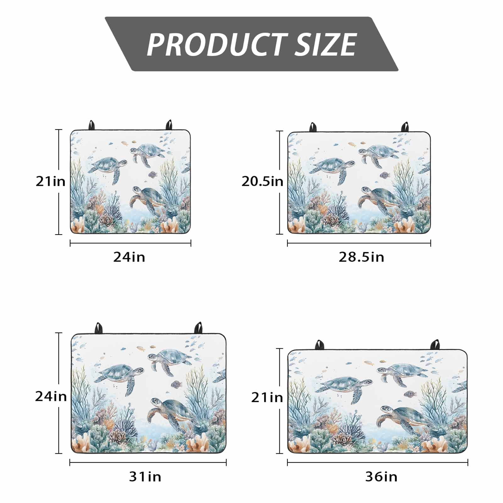 Sea Turtle Coastal Stove Top Cover for Electric Stove, Heat-proof & Non Slip Glass Top Stove Cover Protector, Summer Beach Coral Ocean Blue Nautical Kitchen Flat Cooktop Rubber Mat 24x21 Inches