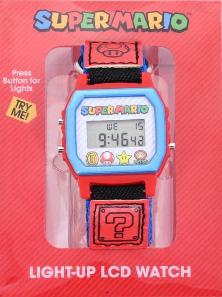 "Super Mario Bros" Unisex Child LCD Watch with Velcro Nylon Strap (GSM4160WM)