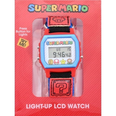 Nintendo "Super Mario Bros" Unisex Child LCD Watch with Velcro Nylon Strap (GSM4160WM)