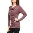 thumbnail image 5 of MODA NOVA Junior's Cowl Neck Long Sleeves Buttons Decor Ruched Top, 5 of 6