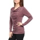 thumbnail image 4 of INSPIRAR CHIC Blusa de Cuello Cowl de Manga Larga con Botones Decorativos y Fruncido Frontal Ajuste Regular Pullover Talla 2XL Roja, 4 of 7