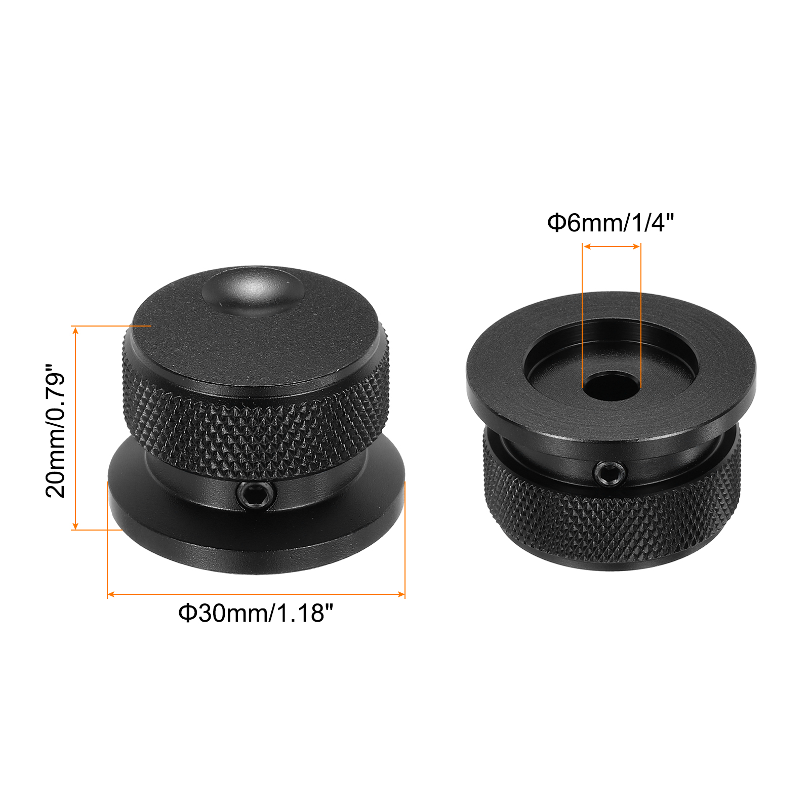 2 Pcs Aluminium Potentiometer Knobs, 1/4" (6mm) Universal Volume Tone Control Knobs with Oval Groove Indicator, 4/5" Black(30x20mm)