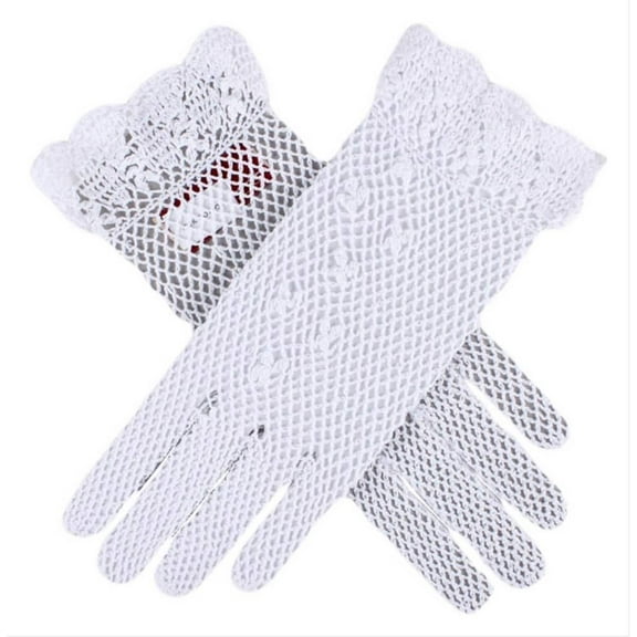 Dents Womens Hand Crochet Gloves in White