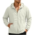 thumbnail image 3 of BiZtdJrK Men's UPF 50+ Sun Protection Hoodie with Pockets Long Sleeve UV Quick Dry Lightweight Hiking Tops Summer Fishing Shirts White L, 3 of 10