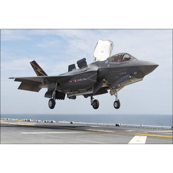 24"x36" Gallery Poster, F-35B Lightning II f-35 lands aboard USS Wasp (LHD 1)