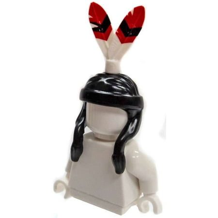 White Pig - LEGO Black Pig Tails with Red and White Feather Loose Hair