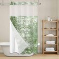 thumbnail image 6 of No Hook Shower Curtain with Snap in Liner, Vintage Green Texture Waterproof Fabric Bathroom Curtain Mesh Top Window, Farm Retro Shabby Wall Art Shower Curtains 36x72in, 6 of 9