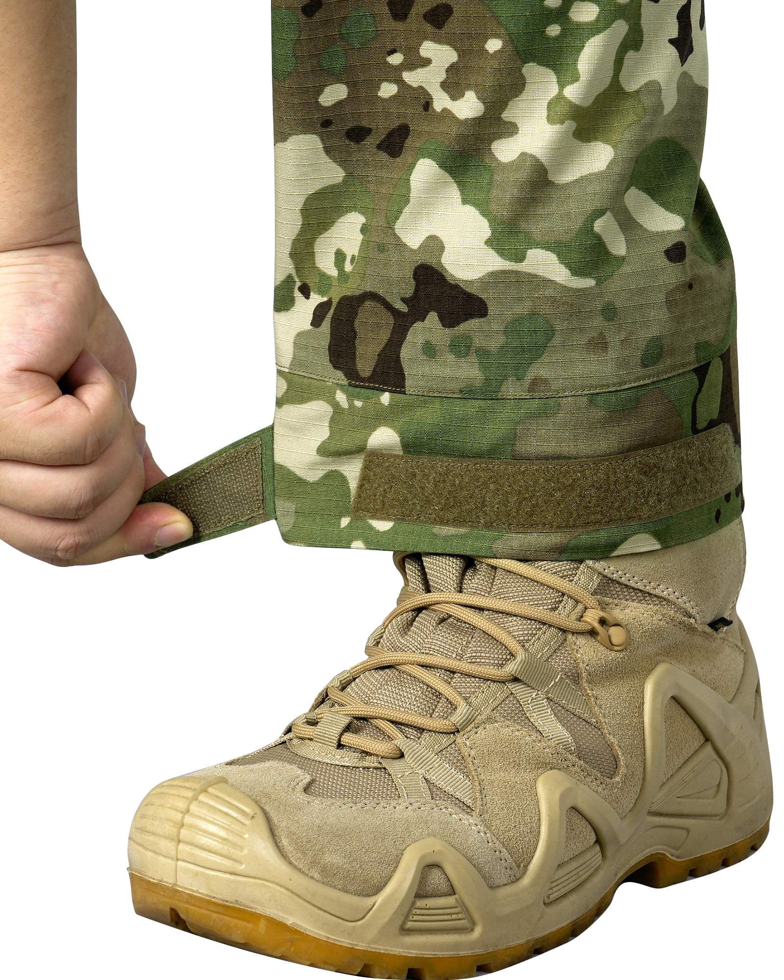 Men's Camo Cargo Pants, Water Resistant Hiking Work Pants with Multi-Pockets, Outdoor Ripstop Camouflage Trousers (No Knee Pads)