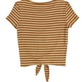 thumbnail image 2 of American Eagle Womens Striped Tie-Front Basic T-Shirt, Brown, Small, 2 of 2