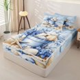 thumbnail image 2 of jejeloiu Sea Beach Shell Zipper Full Size Comforter Sets with Fitted Sheet and 2 Pillowcases Kids,Coastal Style Ocean Starfish Zipper Bedding Set,Reversible,4-Piece, 2 of 7