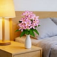 thumbnail image 5 of SLYNSHome Artificial Lily Flowers Pink Lilies Silk Faux Flowers Arrangements in Glass Vase Fake Floral Bulk Bouquet for Office Home Decor, 5 of 7