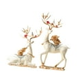 thumbnail image 4 of 2 estatuas de ciervos, adornos de mesa, arte moderno, artesanía, decoración Feng Shui, esculturas de resina para la prosperidad, regalo de inauguración de la casa. Blanco, 4 of 9