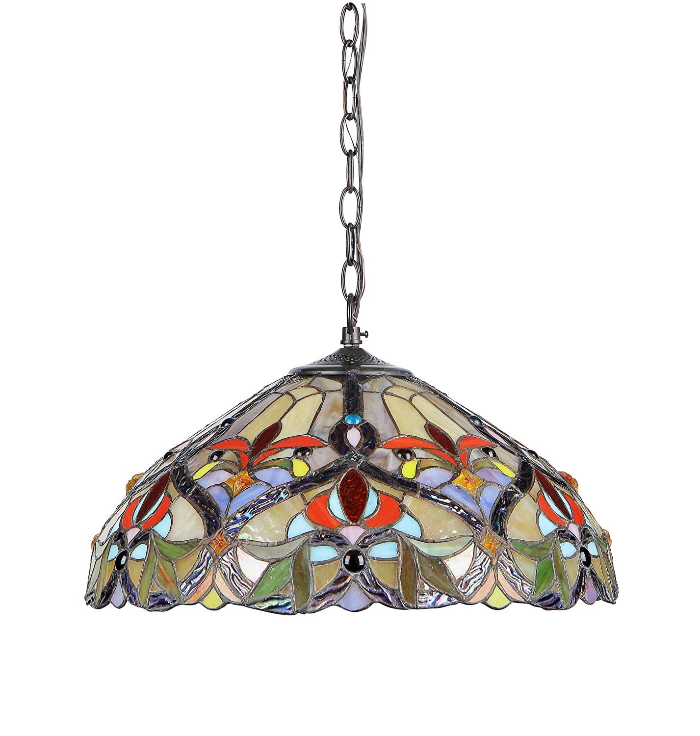 BYRON Tiffany-style 2 Light Victorian Ceiling Pendant Fixture 18" Shade