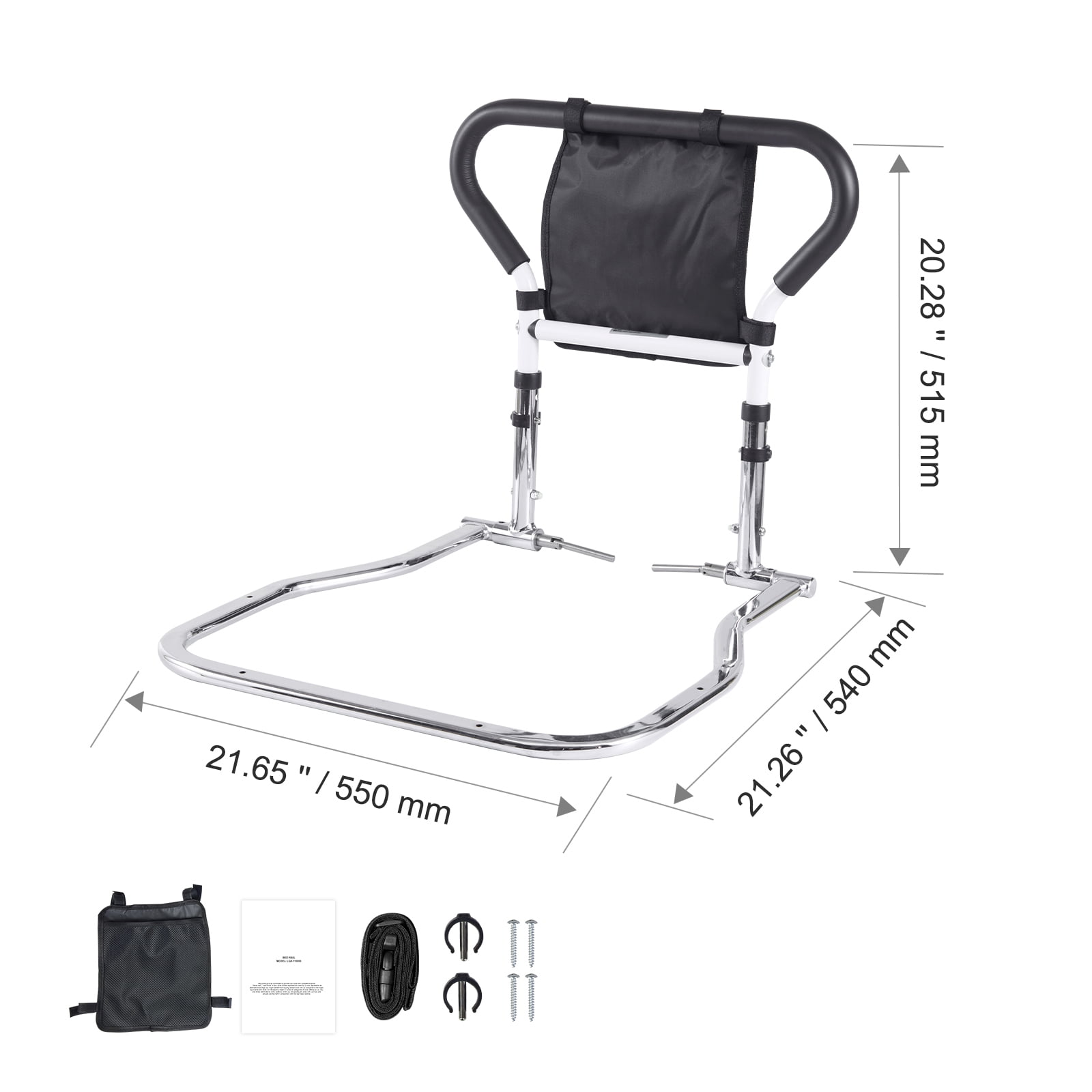 SKYSHALO Bed Rails for Elderly Adults Safety with Adjustable Heights Storage Pocket Assist Support Side Railings