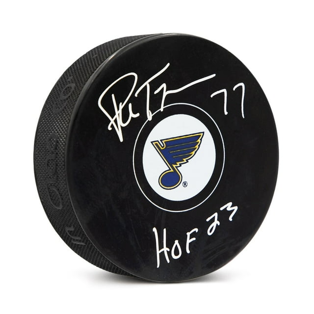 Pierre Turgeon Rondelle de Hockey des Blues de St Louis Signifiée avec Note HOF
