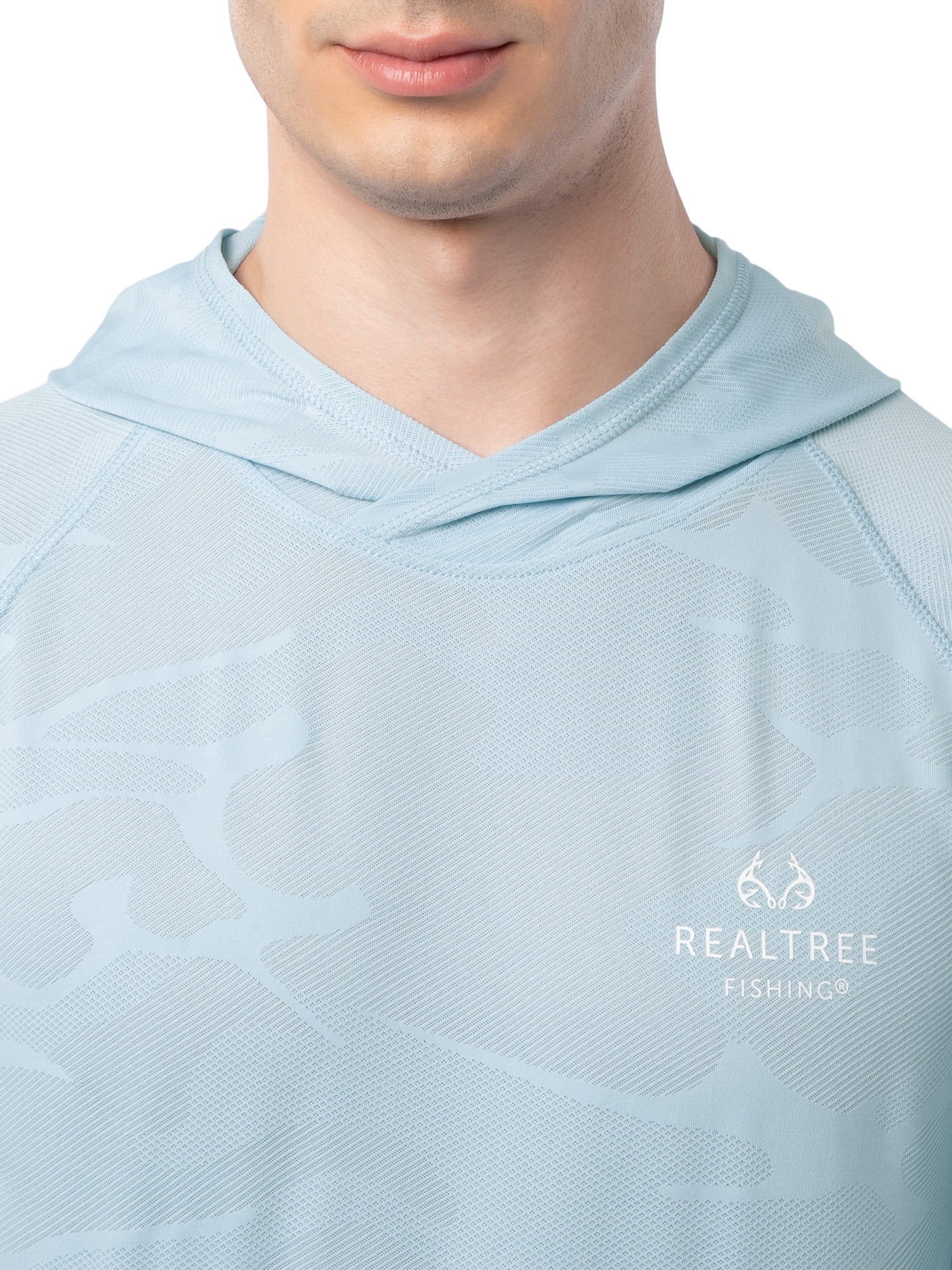 Realtree Fishing Men’s Long Sleeve Performance Raglan Tag-free Hooded Shirt, size S-3XL