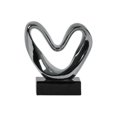 thumbnail image 1 of Urban Trends Collection 14937 Large Ceramic Abstract Heart Sculpture on Rectangular Black Base, Polished Chrome Finish - Silver, 1 of 1