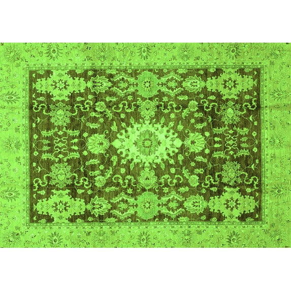 Ahgly Company Indoor Rectangle Oriental Green Traditional Area Rugs, 8' x 12'