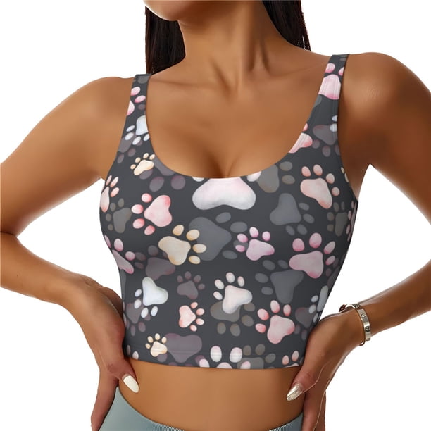 Balery Colorful Paws Of Dog Sujetadores deportivos con espalda cruzada para mujer, acolchados, sin costuras, de alto impacto, ideales para yoga, gimnasio, entrenamiento y fitness.-X-Large