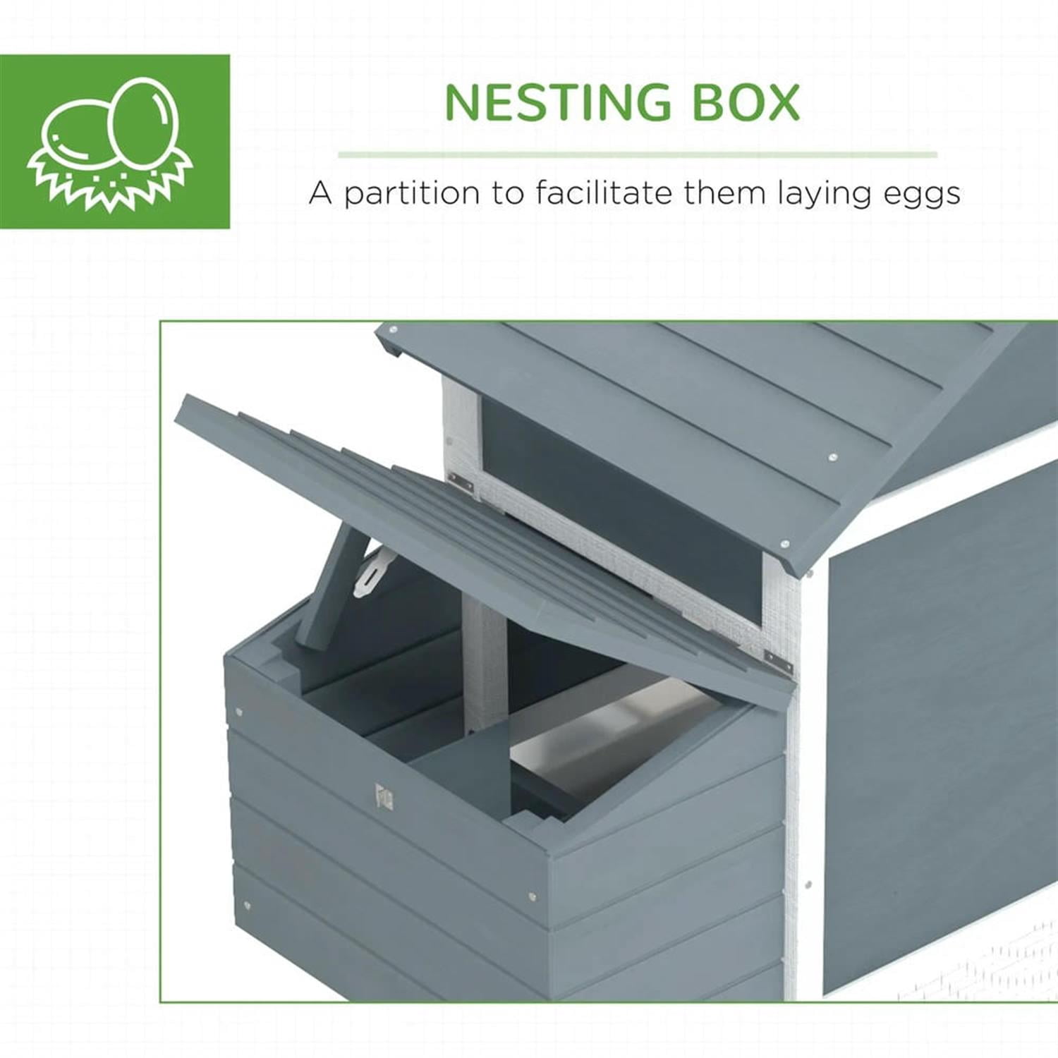 Demi Bonn 59" Wooden Chicken Coop with Nesting Box, Runs, Pull-out Tray, Outdoor Hen House for 2-4 Chickens, Large Rabbit Hutch, Gray+White