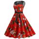 thumbnail image 1 of Moda mujer encaje una línea Flare vestido Vintage Prom Swing sin mangas estampado Navidad vestido de fiesta de Navidad Fridja hjkh475, 1 of 9