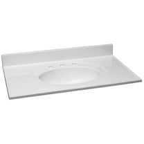 37-inch Cultured Marble Vanity Top with Backsplash, Improved Packaging, Solid White – Design House