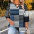 thumbnail image 1 of TaTaai Women's Plus Size Printed T-Shirt Round Neck 3/4 Sleeve Chest Hollow-out Design Loose Fit Casual Spring Summer Layering Top Gift, 1 of 6