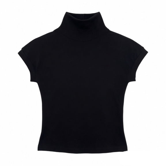 UACY Short Sleeve Shirts for Girls Turtleneck Sweater Solid Color Loose Business Tshirts Tops Casual Summer Fall (Black, 6-7 Years)