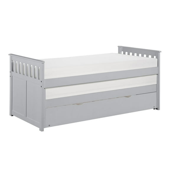Lexicon Orion 81.5" Transitional Wood Twin/Twin Bed with Twin Trundle in Gray
