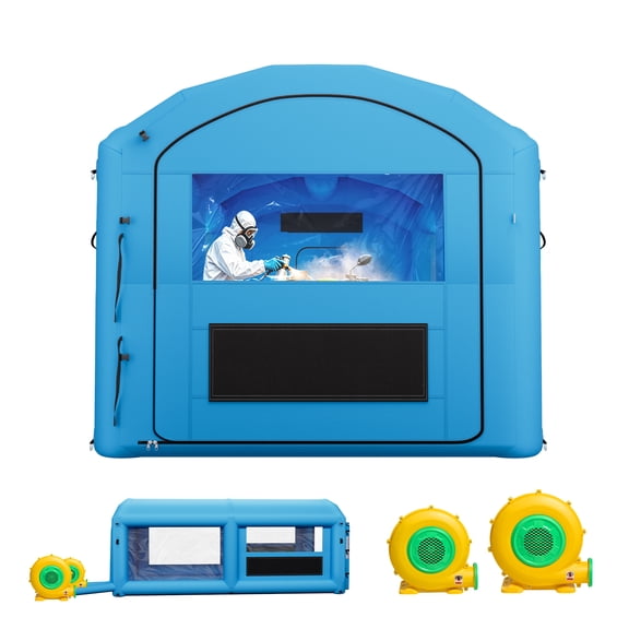 VEVOR Inflatable Paint Booth, 20 x 10 x 8 ft, Portable Spray Booth with 480W 750W Blowers and Large Filter Cotton, Arched Roof Blow Up Painting Tent for ATV, Motorcycle, and Medium Furniture, Blue