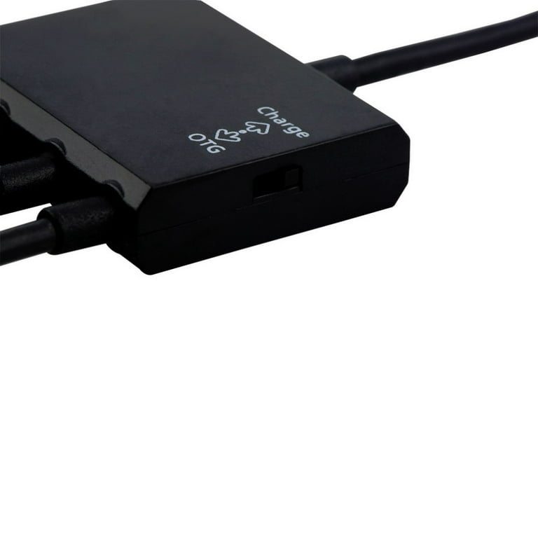Micro USB OTG Hub Adapter for Smartphone / Tablet Micro USB Splitter for  Apple Samsung Lenovo Color:Black 3 in 1 