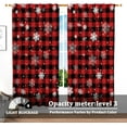 thumbnail image 3 of Renaiss 53 x 84 Inch Red and Black Buffalo Plaid Kitchen Curtains Snowflakes Pattern Christmas Ambiance Window Treatment Gingham Check Half Window Curtains Kitchen Bathroom Restaurant Drapes 2 Panels, 3 of 7
