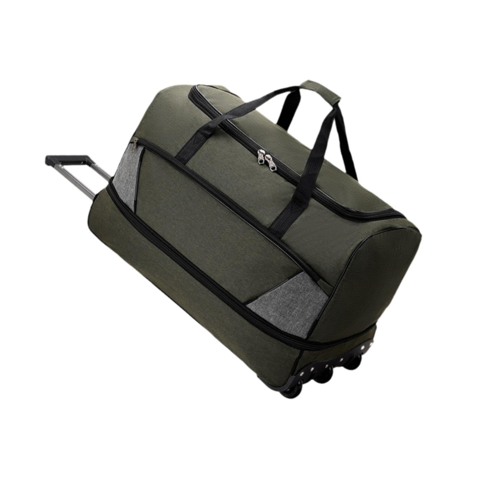 Wzmzjy Travel Duffel Bag with Wheels Portable Multifunctional for Weekend Getaway Green S