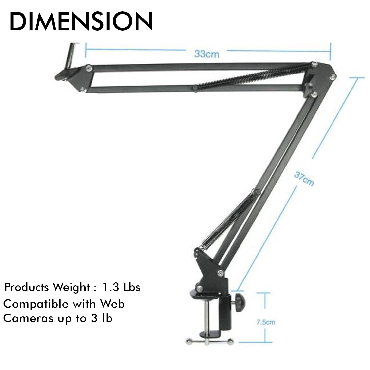 Technical Pro Microphone Suspension Arm Height Adjustable Crane 20.9in Steel