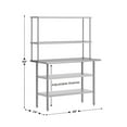 thumbnail image 4 of Flash Furniture Portable Prep and Work Table with NSF Certified 18 Gauge Stainless Steel Top Shelf and Double Overshelves, 2 Galvanized Steel Undershelves, 4 of 9