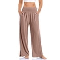 thumbnail image 4 of Pantalones deportivos holgados de pierna ancha para mujer, informales, cómodos, de cintura alta, para yoga, atléticos y con bolsillos, 4 of 5