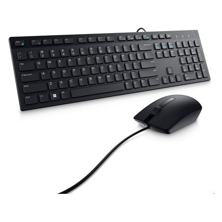 Dell Wired Keyboard and Mouse - KM300C - USB Keyboard - Black - USB Cable Mouse - Optical - 1000 dpi - 3 Button - Black - Mute, Volume Down, Volume Up Hot Key(s) - Compatible with Mac, PC