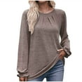 thumbnail image 2 of Brilliant Womens Shirts Blouse Women's Fashion Round Neck Long Sleeve Loose T-shirt Clearance Clothes under $5.00, 2 of 6