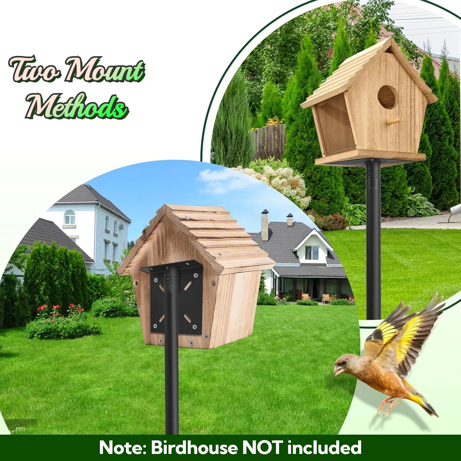 Teblint 92" Bird Feeding Station, Heavy Duty Bird Feeder Pole Bird House Stand Mount Kit w/ Squirrel Proof Baffle 2 Shepherds Hooks, Adjustable Feeder Stand for Outdoor Wild Birds Watching