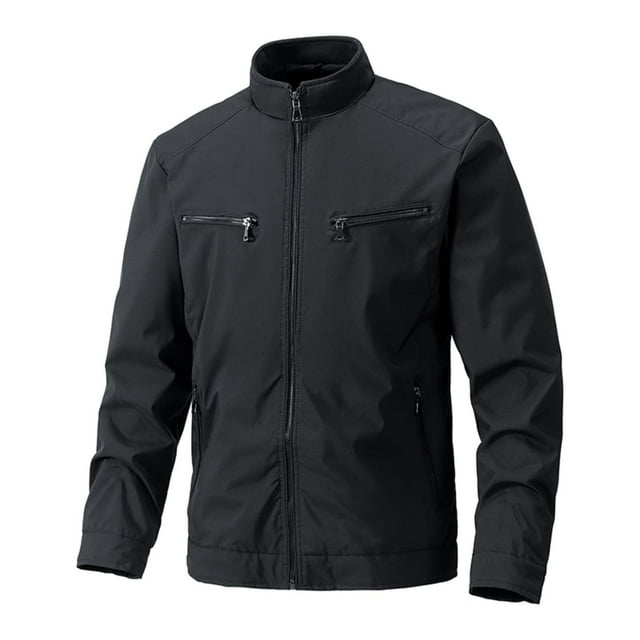 WRKEKC Veste de Loisirs Extérieure pour Hommes à Fermeture Éclair Complète Manches Longues Coupe-Vent Légère pour Randonnée Décontractée et Trajets Urbains en Couleur Unie Noir G