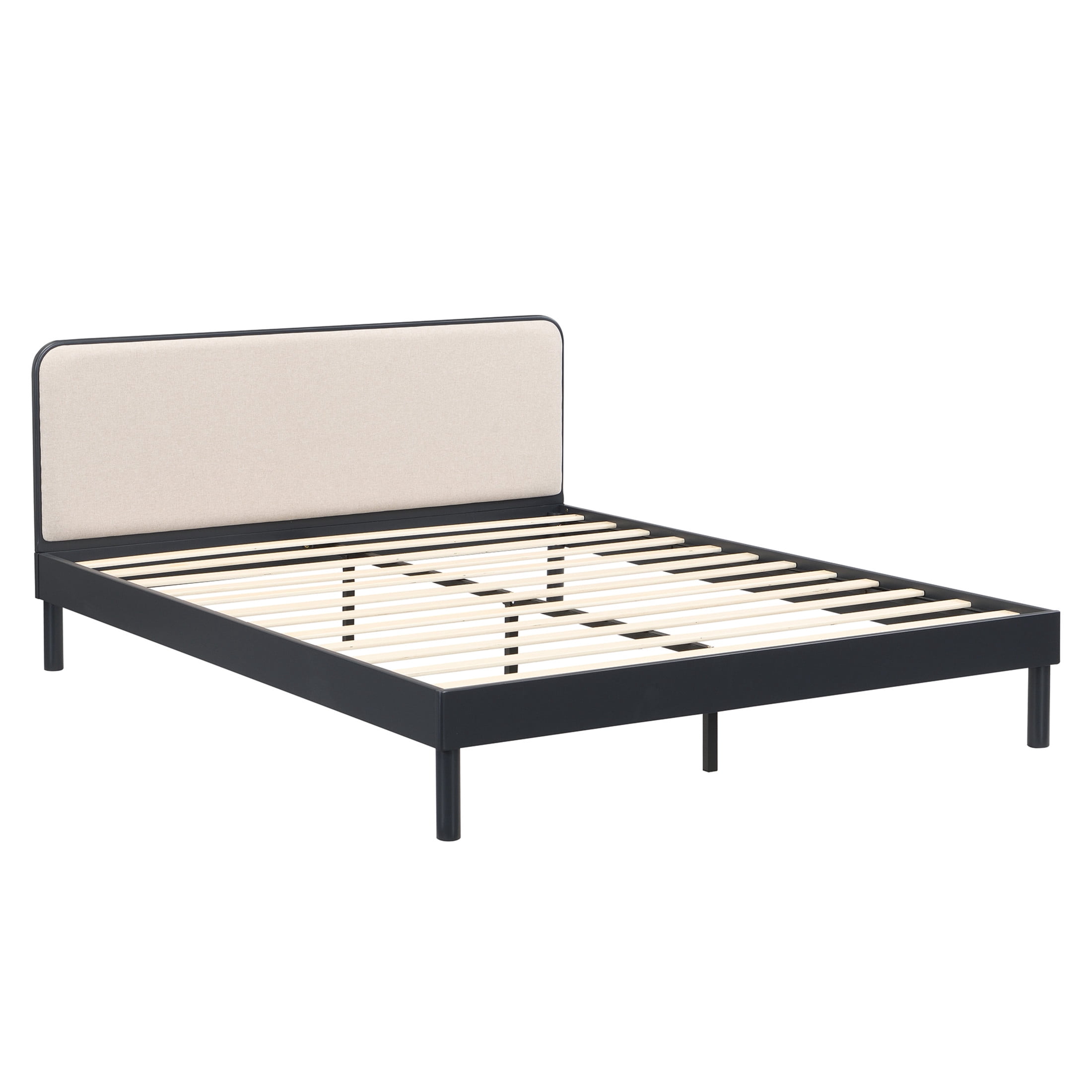 Christopher Knight Home Queen Bamboo Platform Bed Frame with Upholstered Headboard, Black