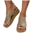 thumbnail image 3 of Women's Summer Espadrilles Wedges Cork Platform Buckle Strap Dressy Shoe, 3 of 9