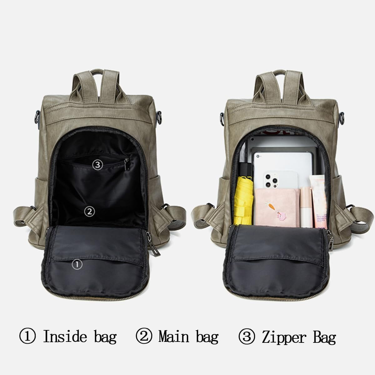 3358 Leather Backpack Purse Antitheft Rucksack Soft Work Casual Daypack ALTOSY Soft Leather Backpack Purse For Women Anti-theft  main image 3