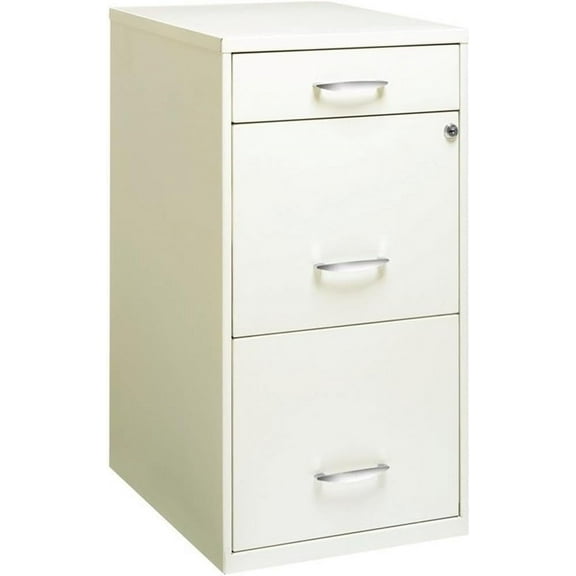 Pemberly Row 3 Drawers 27.32" Vertical White Metal Filing Cabinet Lockable Pre-Assembled Stationary Letter Size for Home, Office