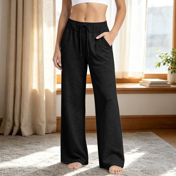 Women's Wide Leg Sweatpants Relaxed Fit Athletic Training Pants Workout Lounge Pants