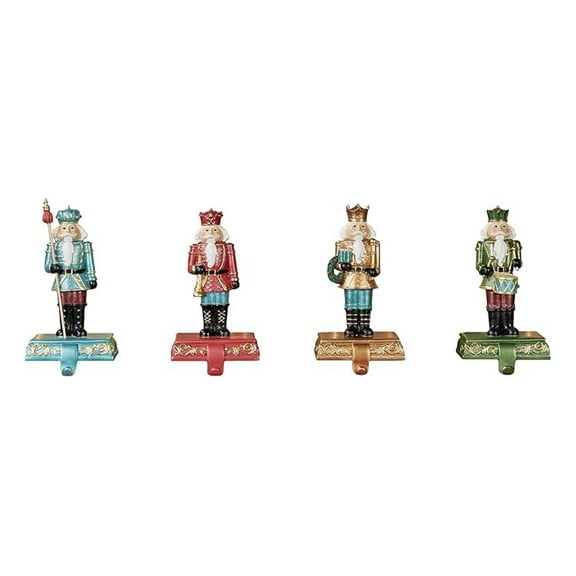Nutcracker Stocking Holders | Set of 4 | 8 Inches High | Christmas Decorations for Mantel