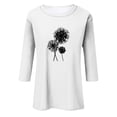 thumbnail image 4 of TSADFHJI Hauts d'Entraînement pour Femmes T-Shirt Décontracté Imprimé Mode Col Rond Manches Trois-Quarts Blouse m Blanc, 4 of 5