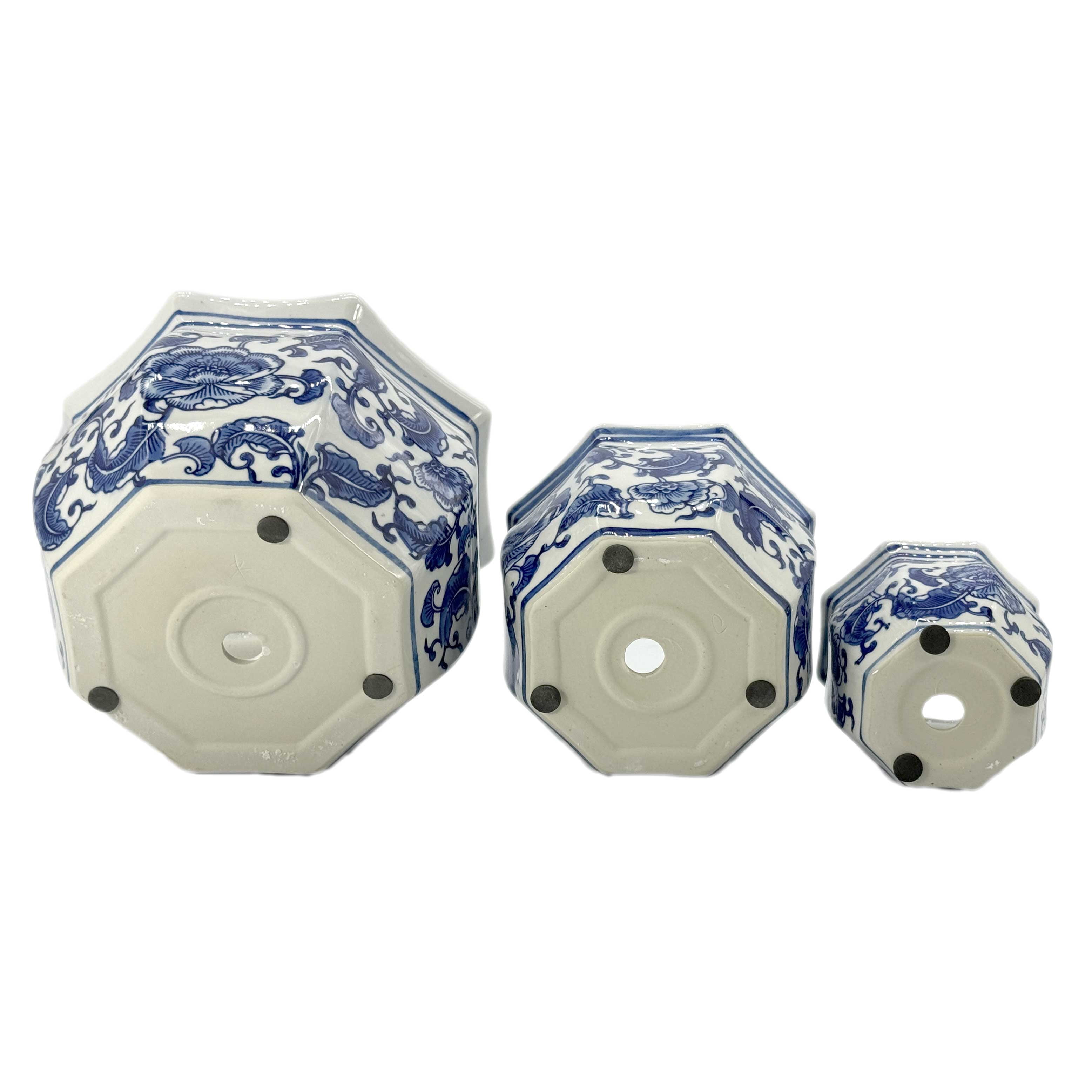 Galt International Set of 3 - 4.5"/6"/8" Ceramic Chinoiserie Planter Pot Set