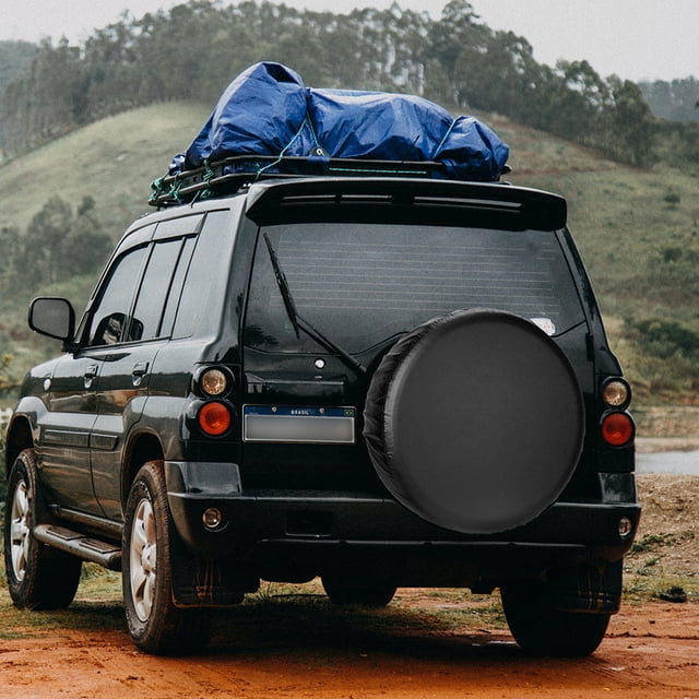 OUNONA Easy Install Black PVC Tire Cover for Rv and Trailer with Sun and Rain Protection